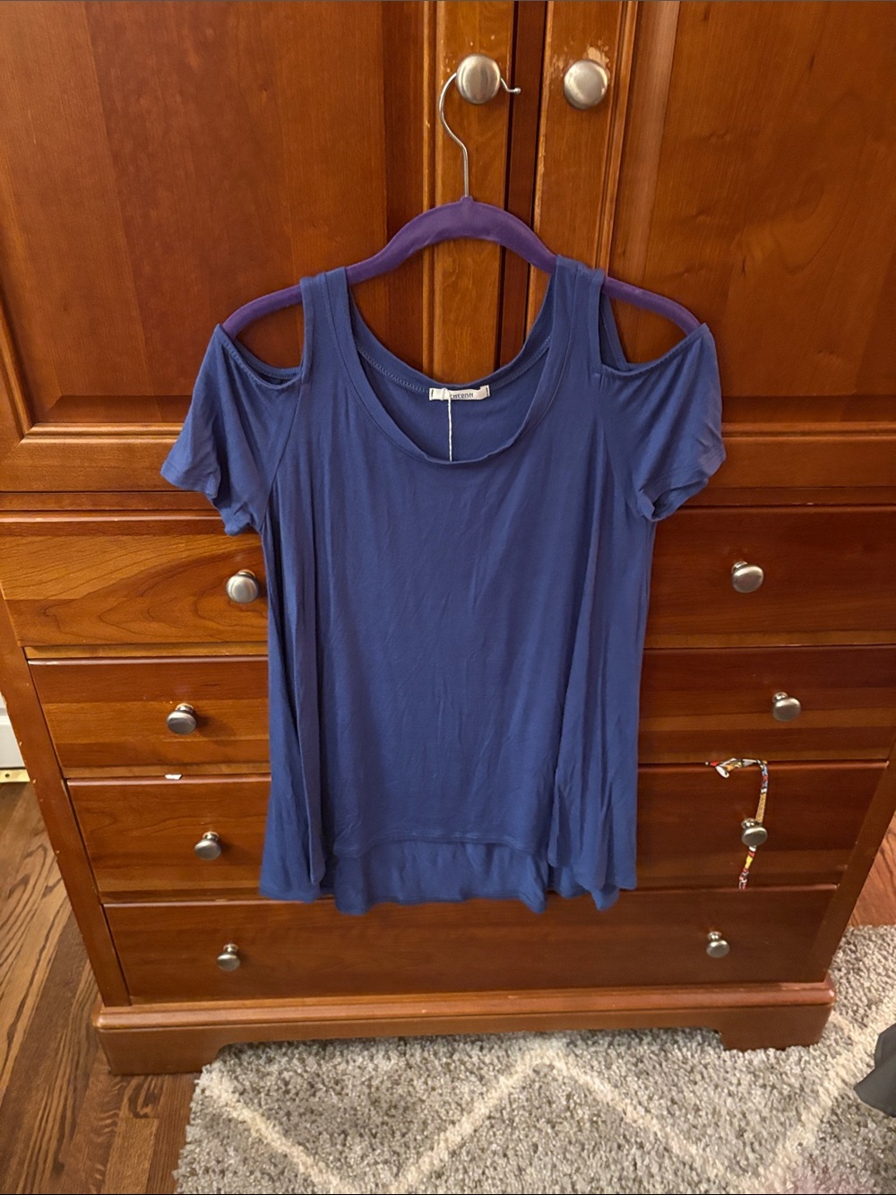 Cherish Cold-Shoulder Crop Top - Blue